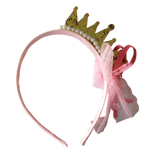 NeedyBee Golden Princess Crown Glitter Hair Band for Girls (Model: NSA20YE)